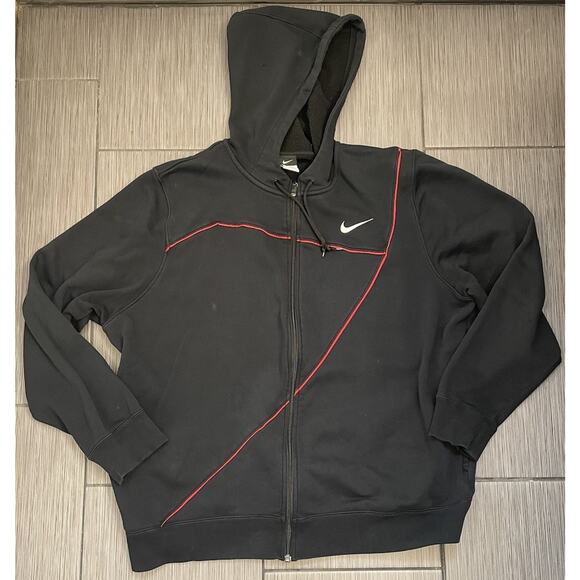 Nike Mens Hooded Sweatshirt Black/Red Full Zip Size XXL 408120-010 - Picture 1 of 5
